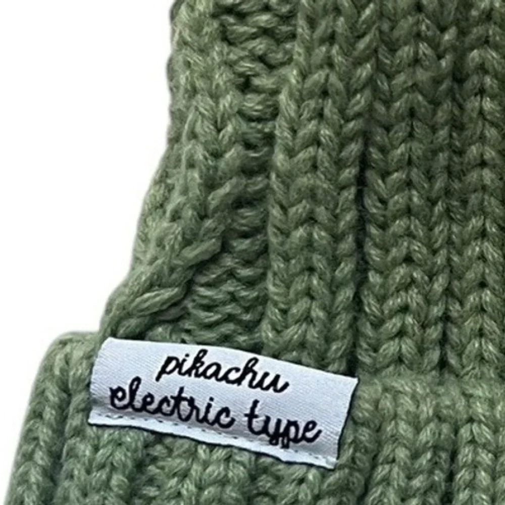 Pokemon‎ Pikachu Electric Type Green Cuff PomPom Hat 2024 Creatures Nintendo TM